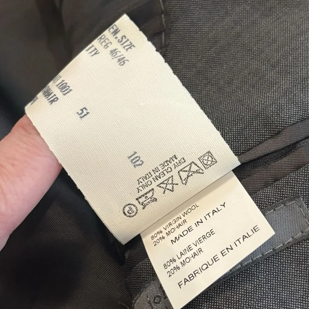 John Varvatos Hampton Wool Mohair‎ Gray  Jacket Men's 46 Blazer Sport Coat
